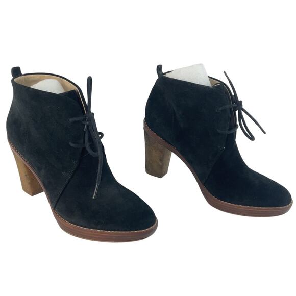 Michael Kors Black Suede Leather Heeled Ankle Booties Women’s Size 8.5 Pre-Owned - Picture 1 of 6